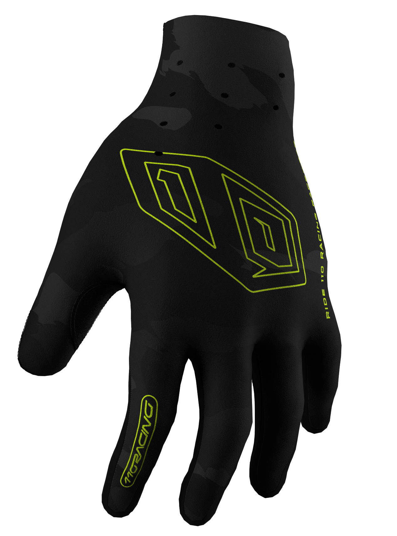 110 RACING // 2026 A1 GRID CAMO GLOVES – NEON FLUX – 110Racing