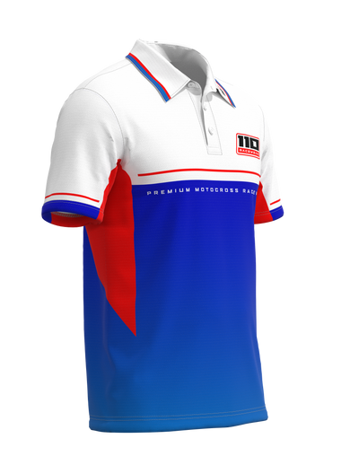110 RACING // CUSTOM PIT POLO - RED/WHITE/BLUE