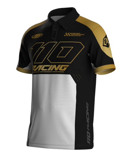 110 RACING // TECHART PIT POLO - BLACK/GOLD