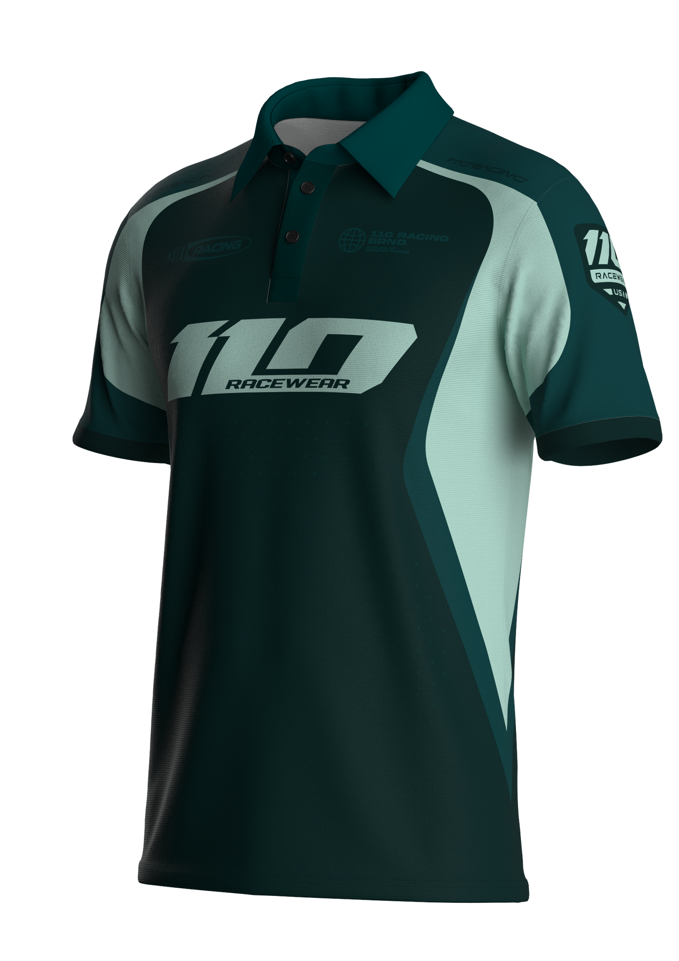 110 RACING // SUMMIT PERFORMANCE POLO - SEAFOAM