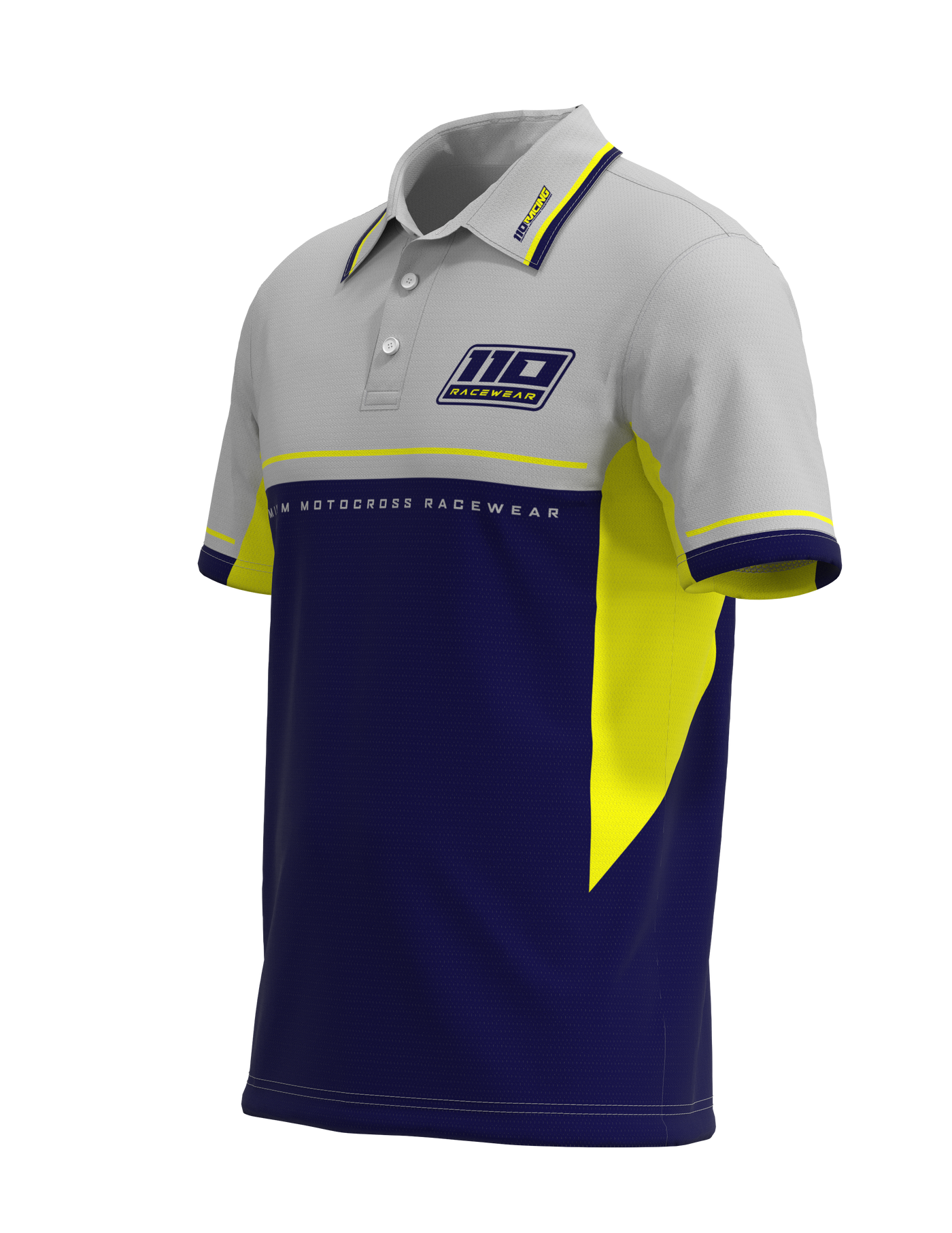 110 RACING // CUSTOM PIT POLO - BLUE/YELLOW