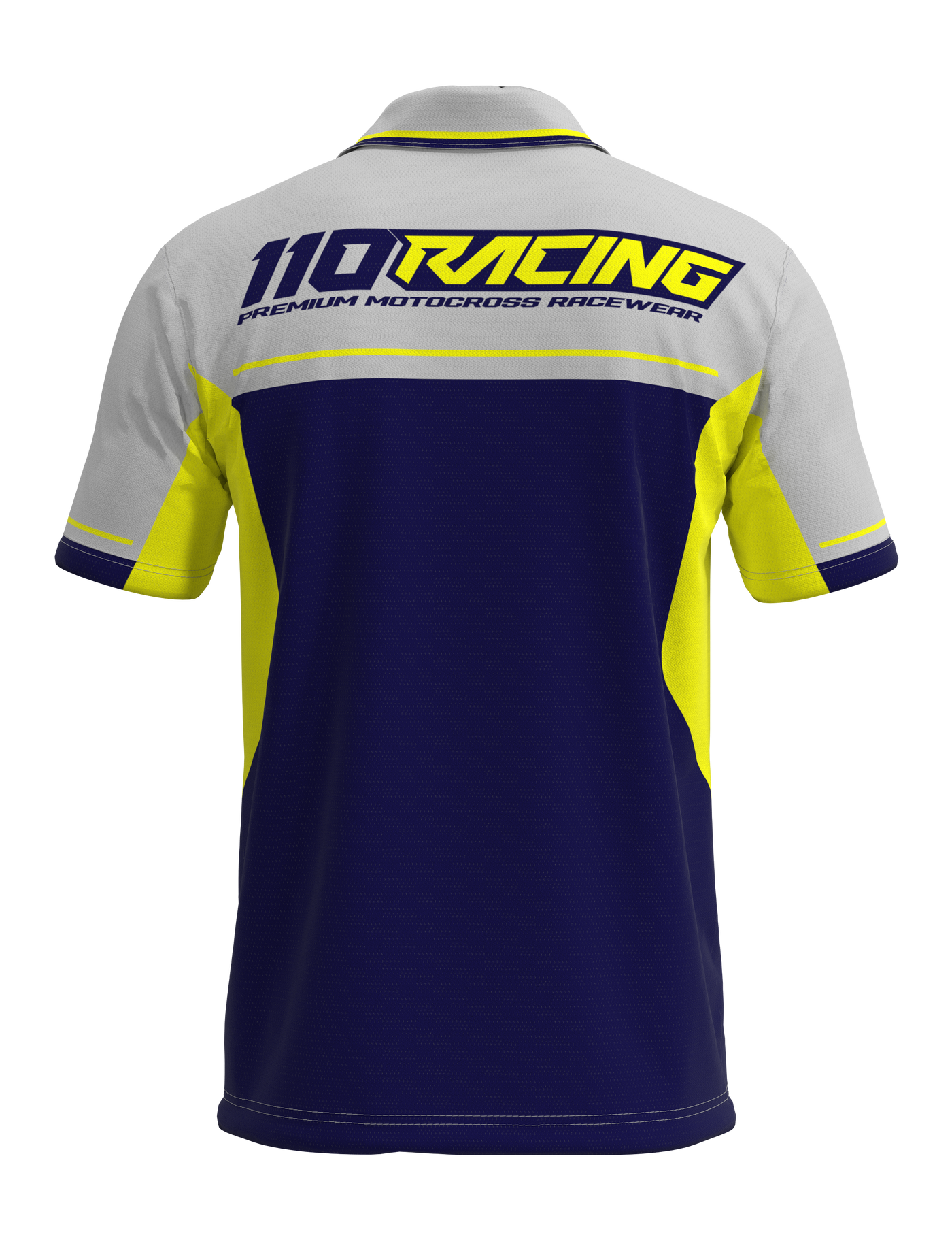 110 RACING // CUSTOM PIT POLO - BLUE/YELLOW