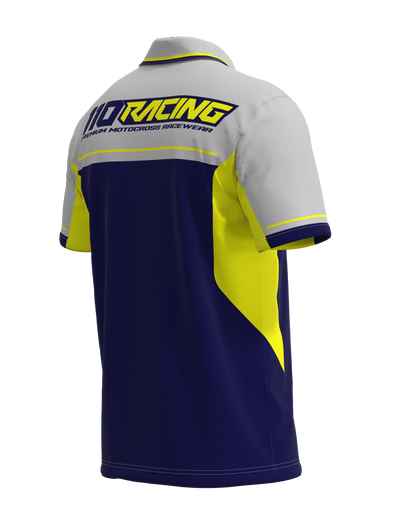 110 RACING // CUSTOM PIT POLO - BLUE/YELLOW