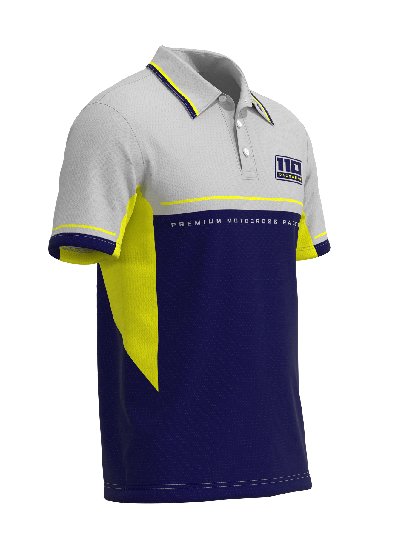 110 RACING // CUSTOM PIT POLO - BLUE/YELLOW