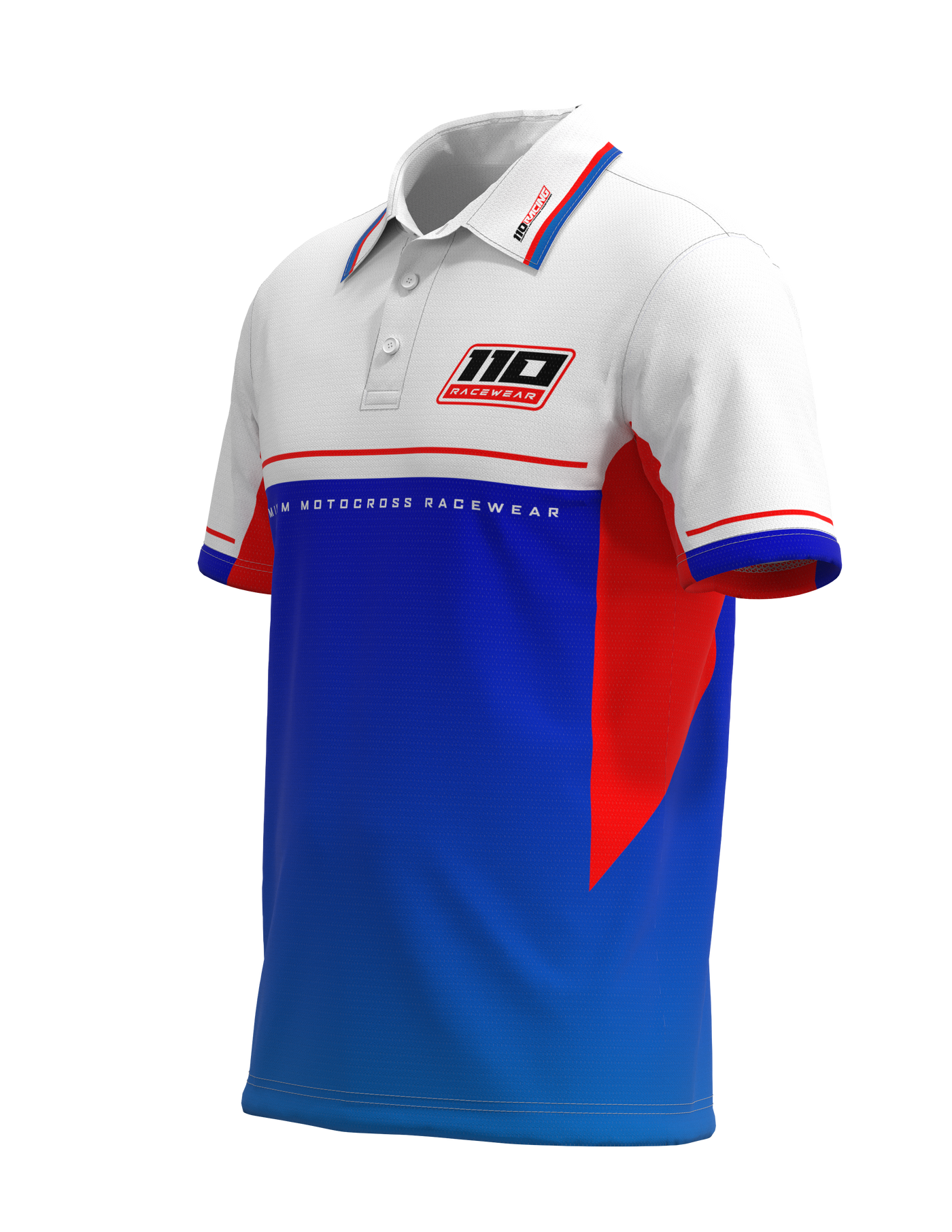 110 RACING // CUSTOM PIT POLO - RED/WHITE/BLUE