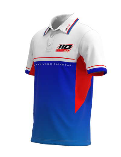 110 RACING // CUSTOM PIT POLO - RED/WHITE/BLUE