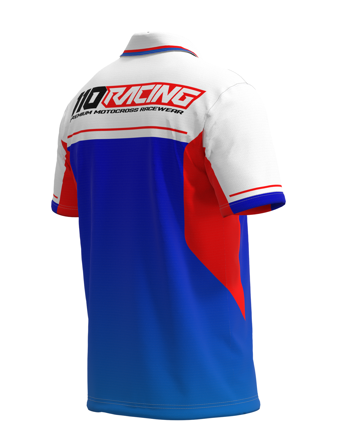 110 RACING // CUSTOM PIT POLO - RED/WHITE/BLUE