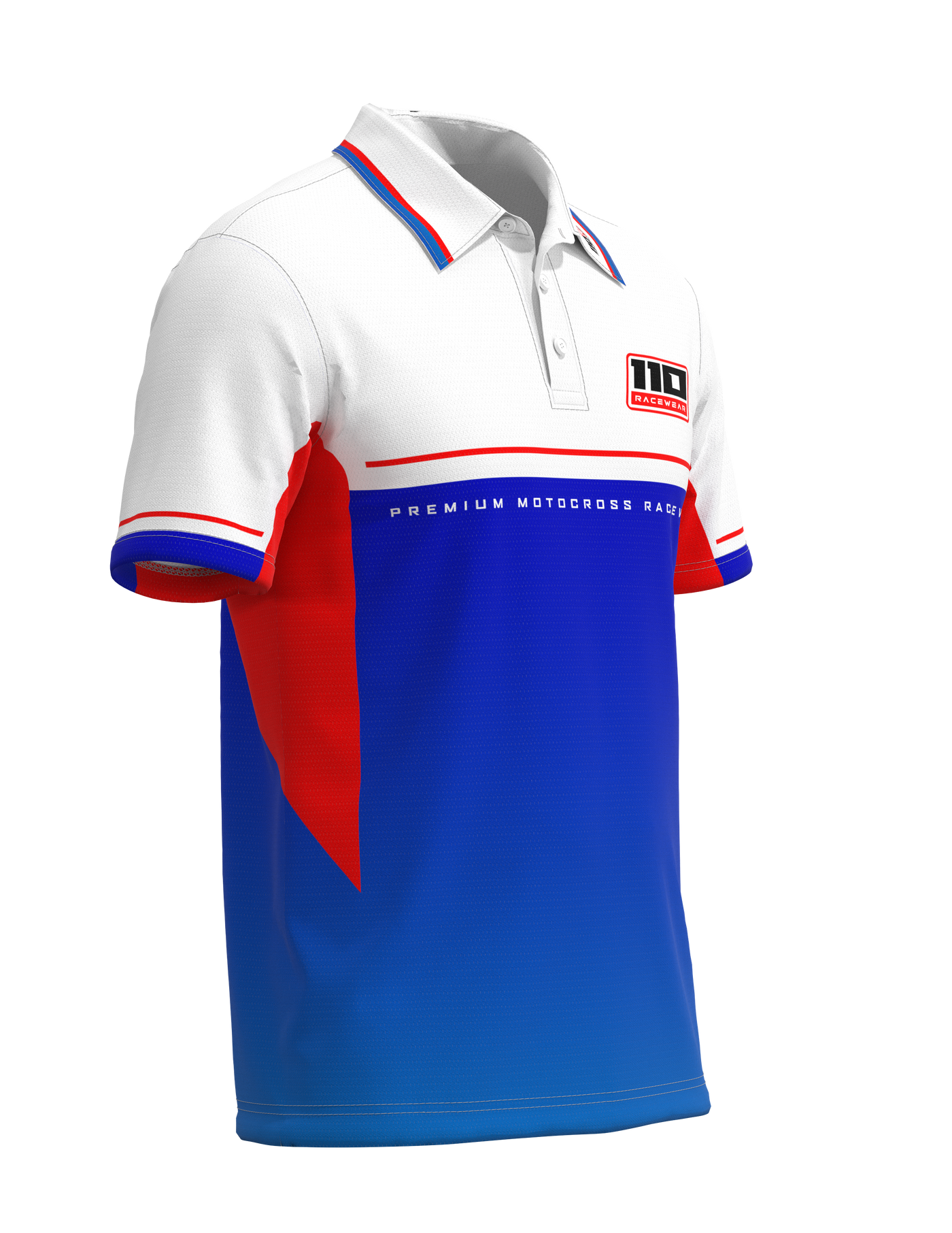 110 RACING // CUSTOM PIT POLO - RED/WHITE/BLUE