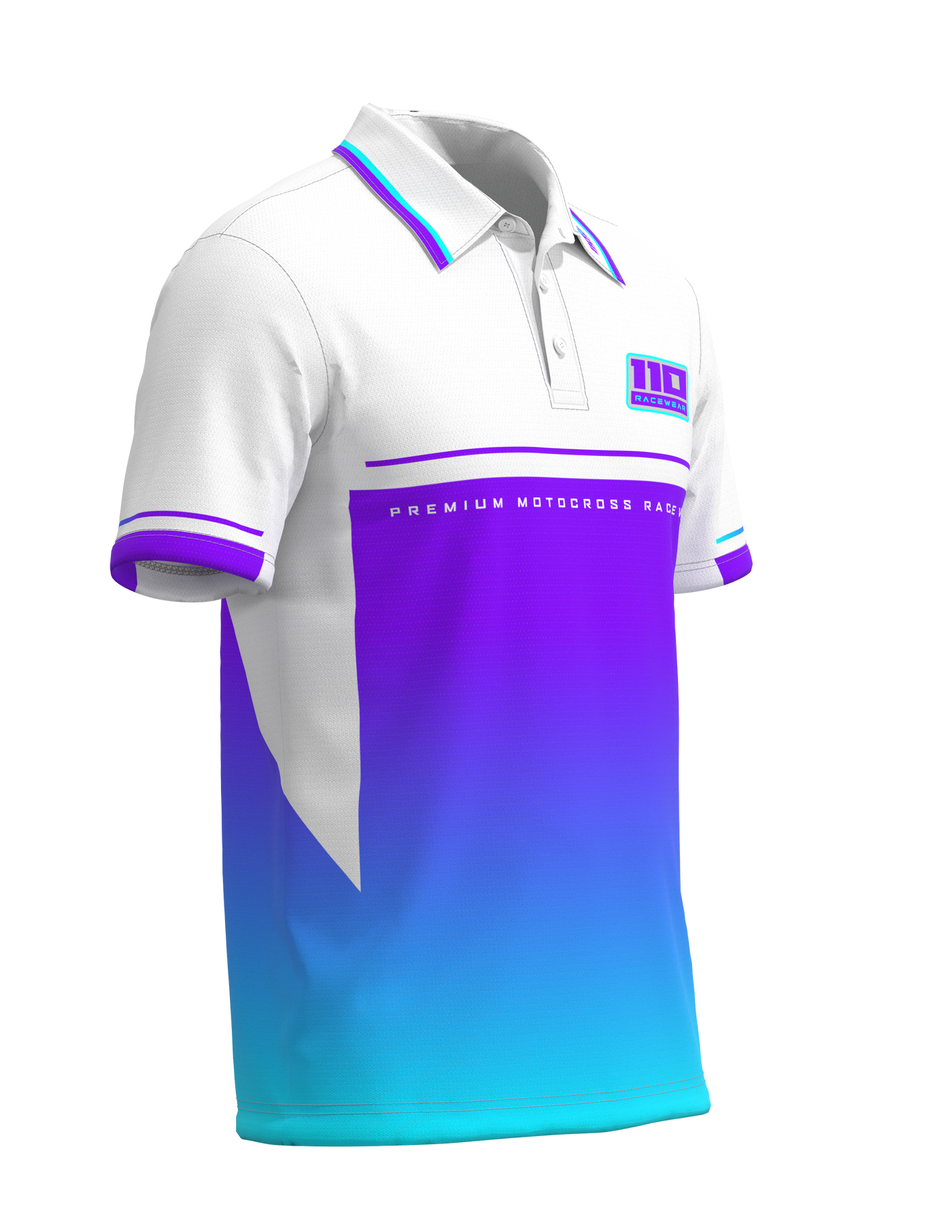 110 RACING // CUSTOM PIT POLO - WHITE/PURPLE