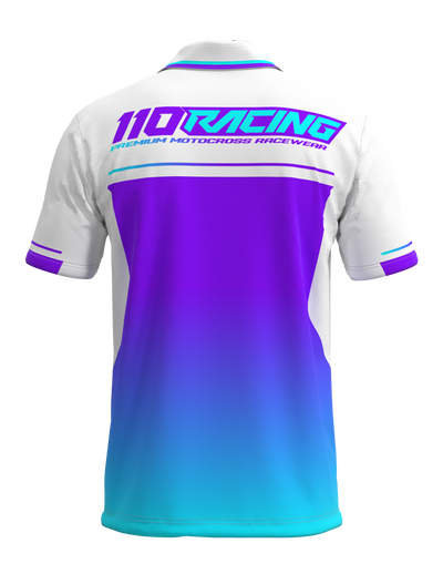 110 RACING // CUSTOM PIT POLO - WHITE/PURPLE