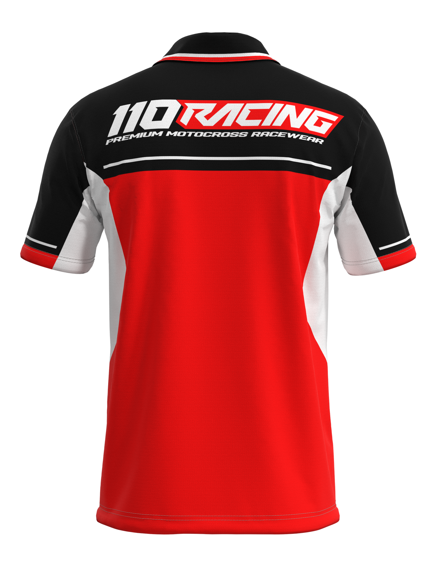 110 RACING // CUSTOM PIT POLO - BLACK/RED