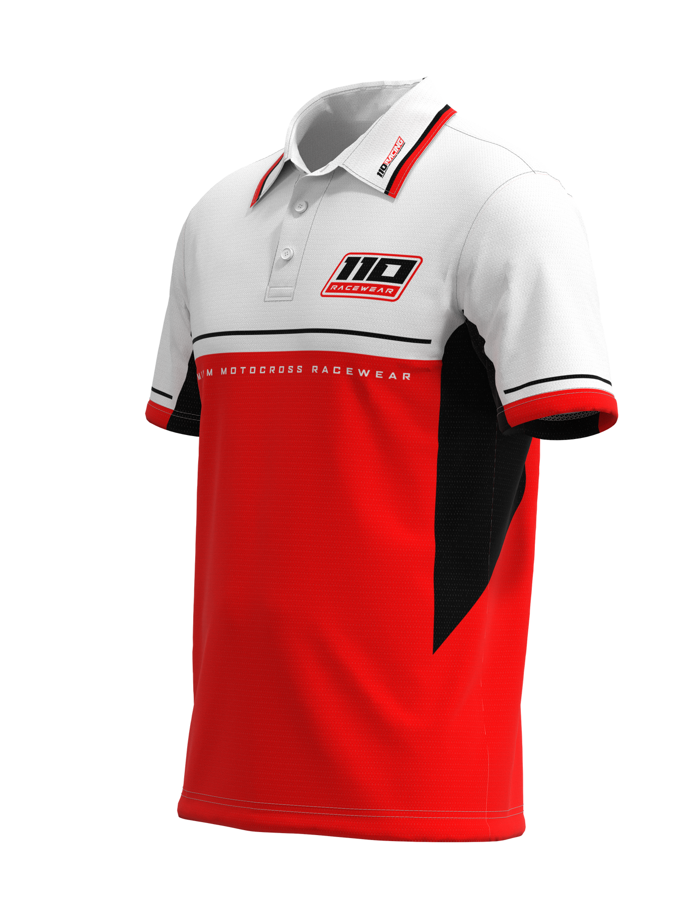 110 RACING // CUSTOM PIT POLO - WHITE/RED