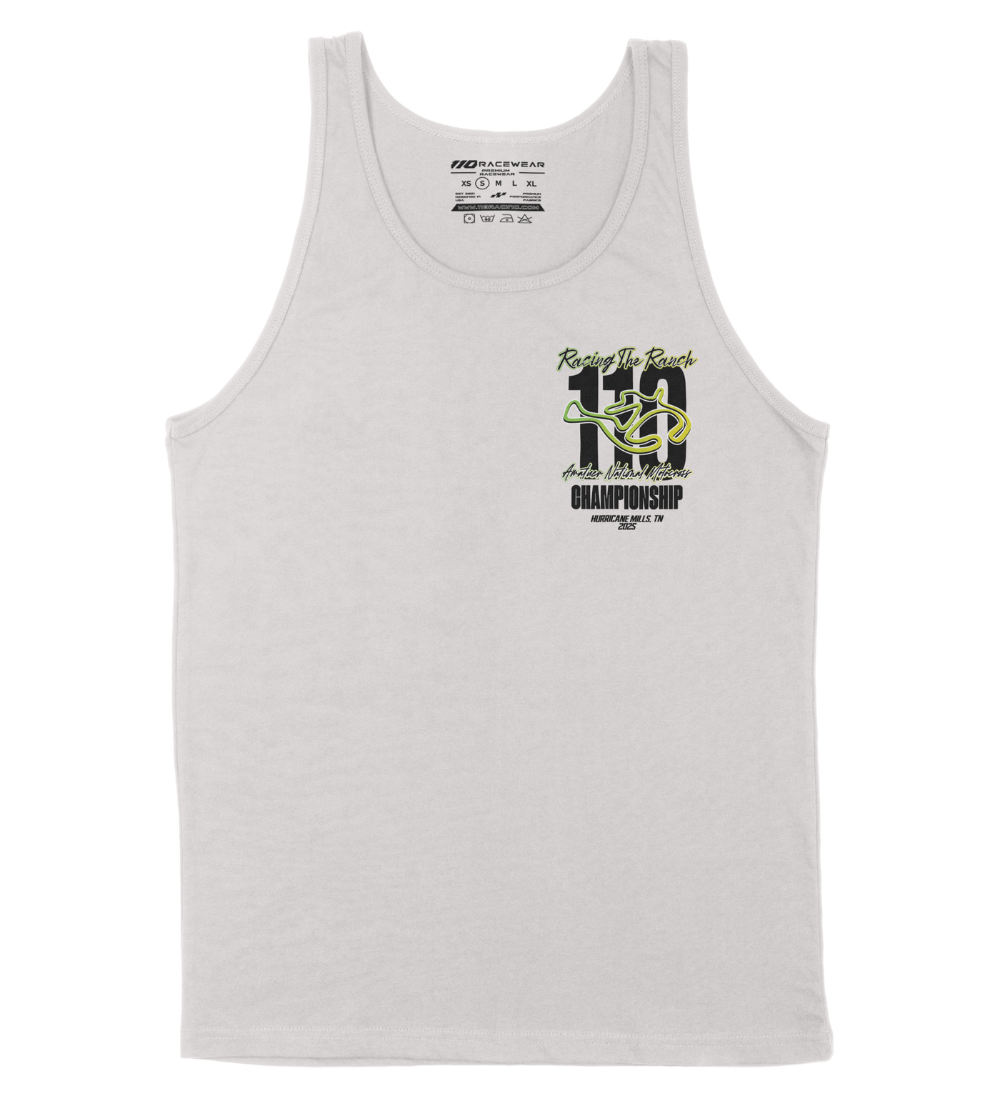 110 RACING // LL25 STAPLE UNISEX TANK - WHITE