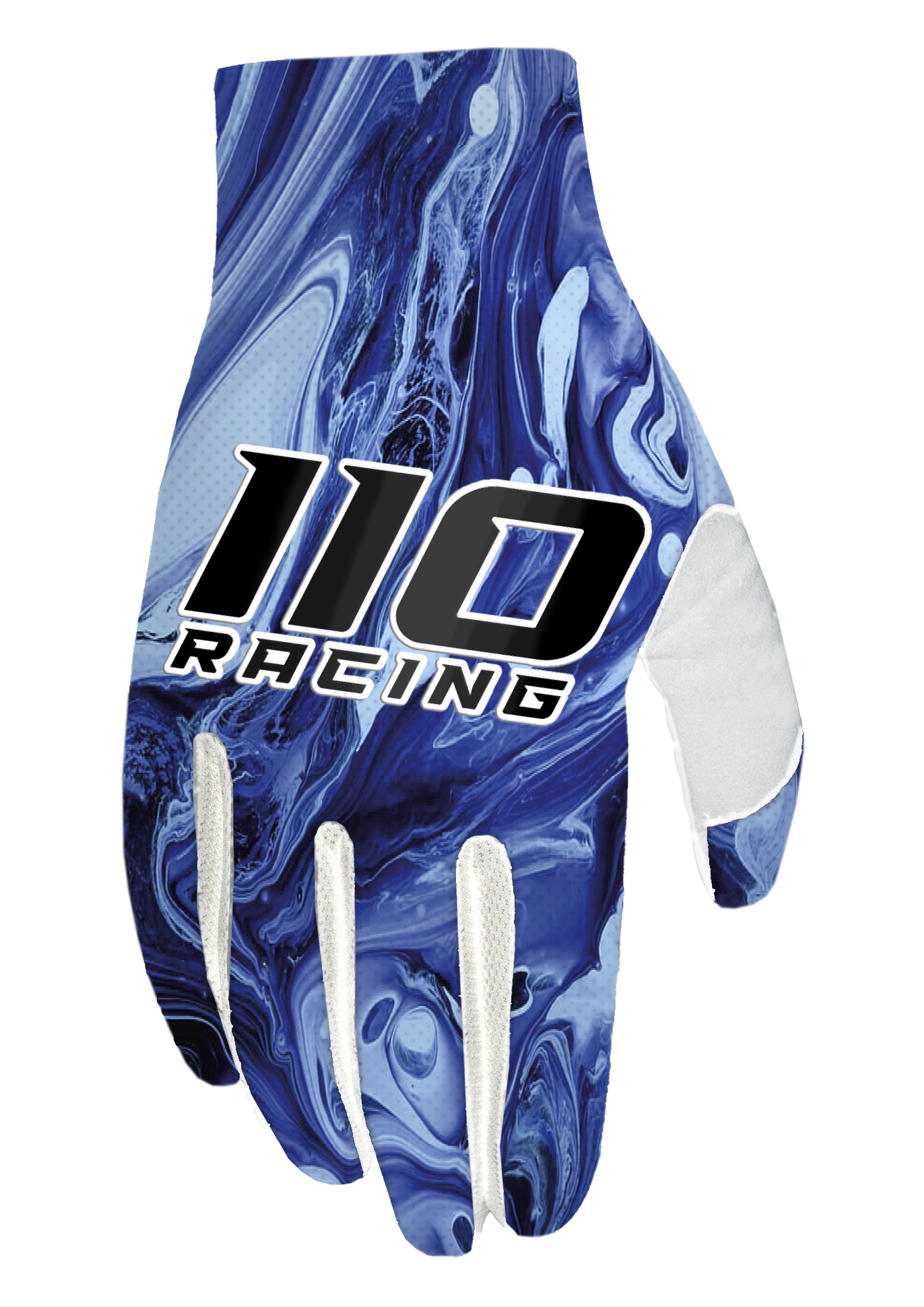 110 RACING // SE23 GRAPHITE GLOVE - WHITE/BLUE