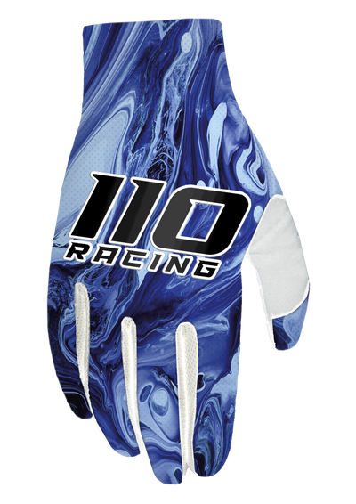 110 RACING // SE23 GRAPHITE YOUTH GLOVE - WHITE/BLUE